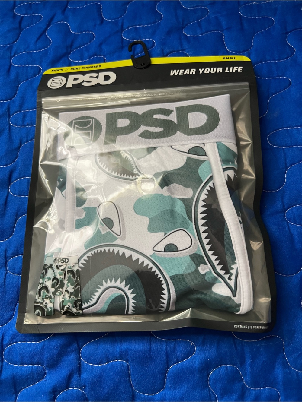 PSD Teal & White Camo Shark Graphic Boxer Briefs